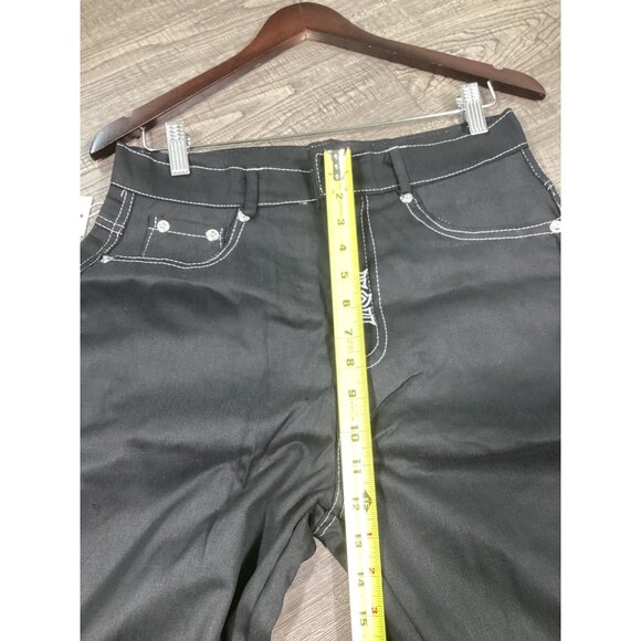 Amalfi Heaven Can Wait Black Mens Denim Pants Size L Streetwear Embroidered NWT - Picture 5 of 10